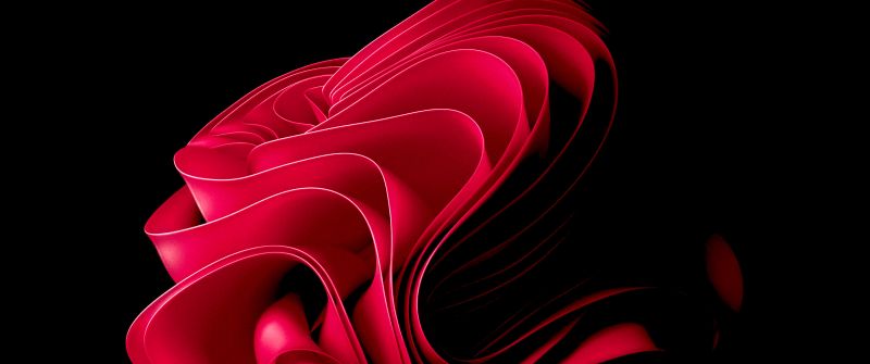 Windows 11, Red abstract, Stock, Black background, AMOLED