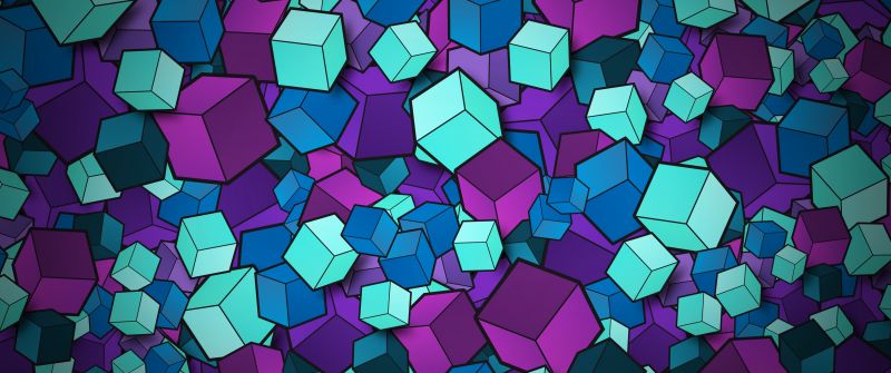 3D cubes, Colorful, Geometric, Patterns