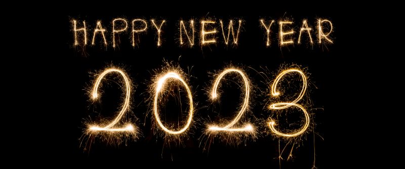 Happy New Year 2023, Fireworks, Sparklers, Dark background, 5K, 8K