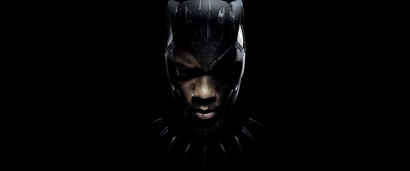 Chadwick Boseman as Black Panther, Tribute, Black background, AMOLED