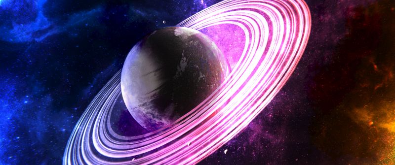 Saturn, Rings of Saturn, Surreal, Pink rings, Colorful space, Dream planet, Aesthetic