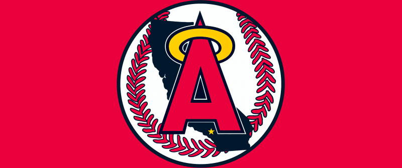 Los Angeles Angels, American baseball team, Red background, Angels Of Anaheim, 5K