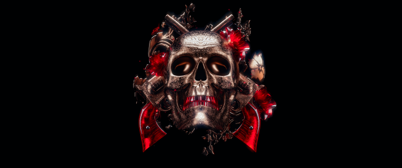 Skull, 3D, Black background