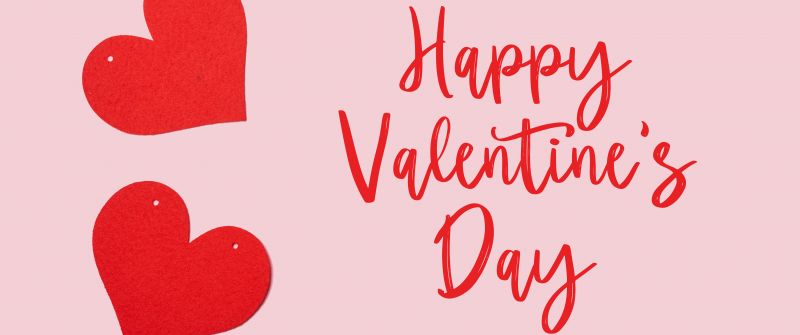 Red hearts, Happy Valentine's Day, Pink background, 5K, Pastel red, Pastel background, February