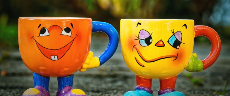 Cute cups, Couple cups, Happy cup, Sad cup, Emotions, Coffee cups