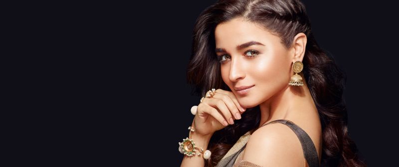 Alia Bhatt, Portrait, Bollywood actress, Black background