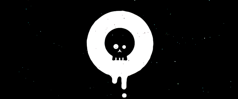 Drippy skull, Black abstract, AMOLED, Simple