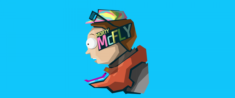 Morty McFly, Morty Smith, Blue background, 5K, 8K, Simple