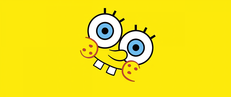 SpongeBob SquarePants, Yellow background, Minimalist, 5K, Simple