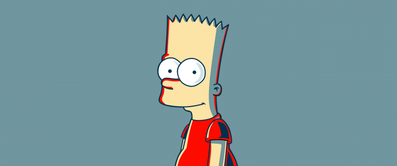 Bart Simpson, Minimalist, The Simpsons, Teal background, Pastel teal, 5K, Simple
