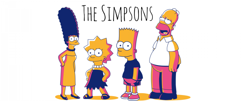 The Simpsons, Simpson family, Homer Simpson, Marge Simpson, Bart Simpson, Lisa Simpson, White background, Simple