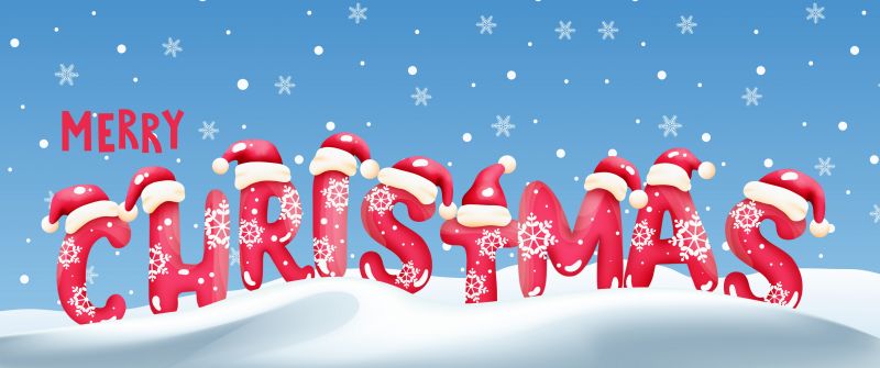 Merry Christmas, Snowfall, Winter, Snowflakes, Santa hat, 5K, Navidad, Noel
