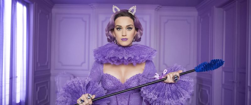 Katy Perry, Purple outfit, American singer, Purple background