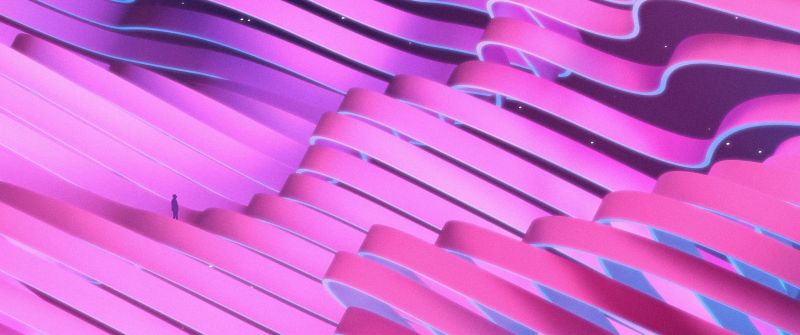 Waves, Pink background, Pink abstract