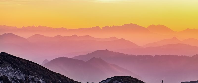 Mountains, Silhouette, Early Morning, Sunrise, Austria