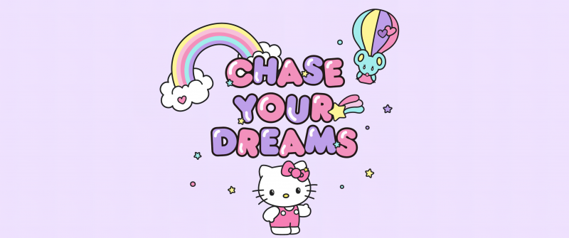 Chase your dreams, Hello Kitty background, Pink abstract, Sanrio