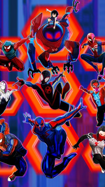 Spider-Man: Across the Spider-Verse, Superheroes, Miles Morales, Spider-Man 2099, Spider-Woman, Spider-Punk, Spider-Man: India, Spider-Gwen, Peni Parker, 2023 Movies, 5K, Spiderman