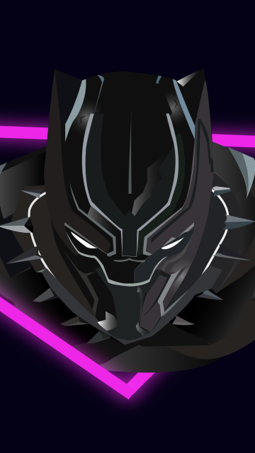 Black Panther, Neon background, Polygonal, Dark background