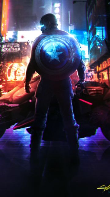 Cyberpunk 2077, Captain America, Neon, Concept Art