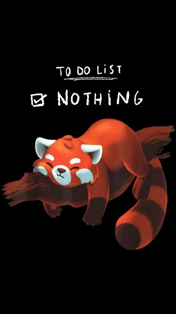 Todo list, Nothing, Red panda, Lazy, Kawaii panda, 5K, Black background
