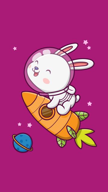 Cute rabbit, Kawaii astronaut, Cute bunny, 5K, Magenta background