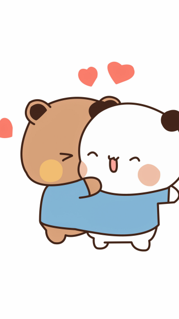 Milk and Mocha Bears, Kawaii couple, Love couple, White background, Love couple, Milk bear, Mocha bear