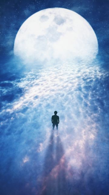 Above clouds, Surreal, Starry sky, Standing, Dream, Alone