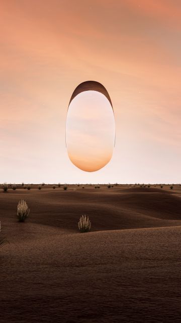 Surreal, Dusk, Desert, Reflection, 3D, Glass, 5K