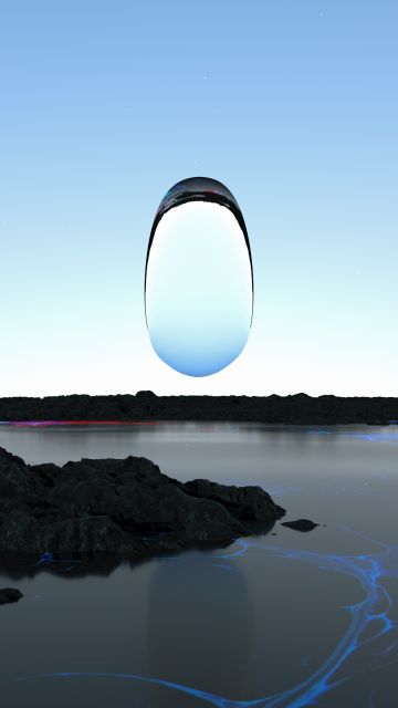 Surreal, Coast, Reflection, 3D, Glass, 5K, Clear sky