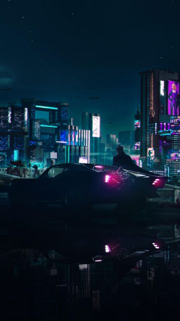 Batman, Cyberpunk, Batmobile, Neon