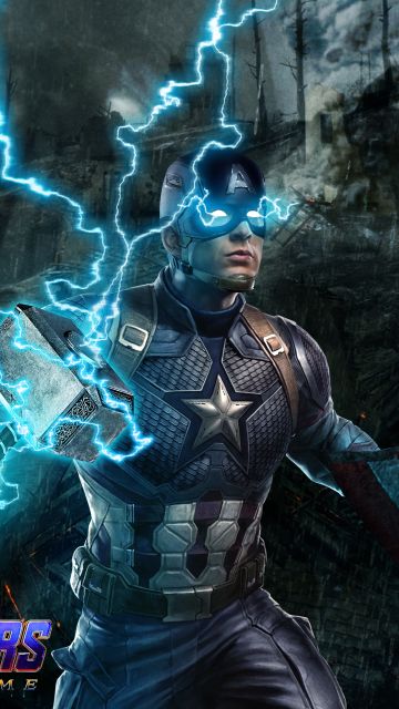 Captain America, Avengers: Endgame, Worthy, Thor's hammer, Mjolnir, Thor's lightning