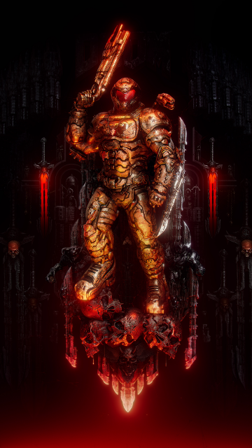 Doom Slayer, Black background, Doom Eternal