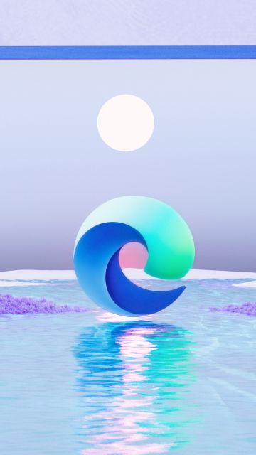 Microsoft Edge, Moon, Landscape, Surreal