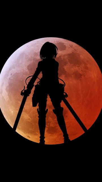 Mikasa Ackerman, Black background, Attack on Titan, 5K, AOT