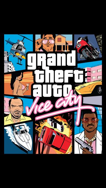 Grand Theft Auto: Vice City, GTA Vice City, Black background, 5K, 8K