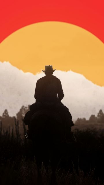 Red Dead Redemption 2, Arthur Morgan, Silhouette, Rockstar Games, Western