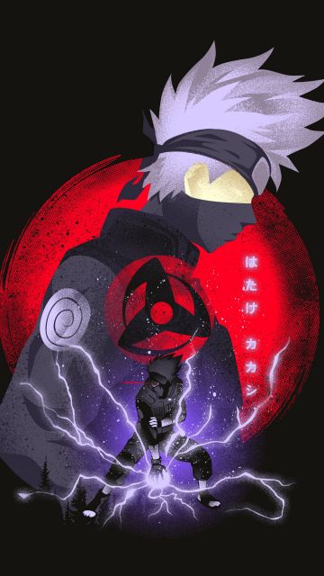 Kakashi Hatake, Sharingan, Naruto, Dark background, 5K