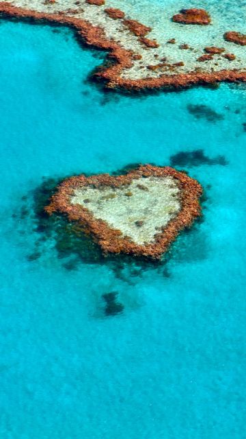Love heart, Heart Reef, Great Barrier Reef, Coral reef, Australia, 5K, Tourist attraction, Aerial Photography