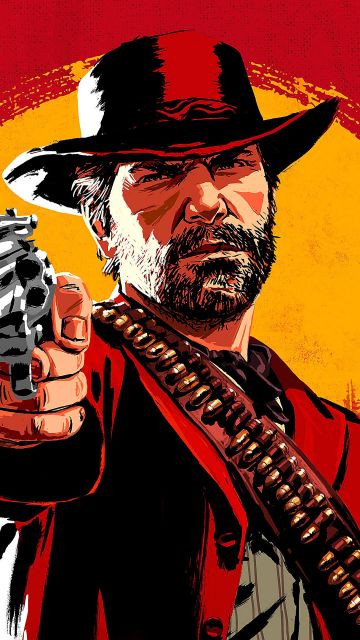 Arthur Morgan, RDR2, Rockstar Games, Red background, Red Dead Redemption 2