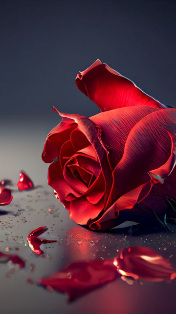 Rose flower, AI art, Red Rose, Rose Petals, 5K