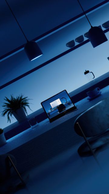 Windows 11, Windows 365, Aesthetic interior, Modern interior, Night, Ambient lighting