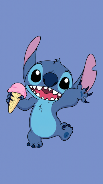Stitch, Disney, Cartoon, Blue background, 5K, Simple