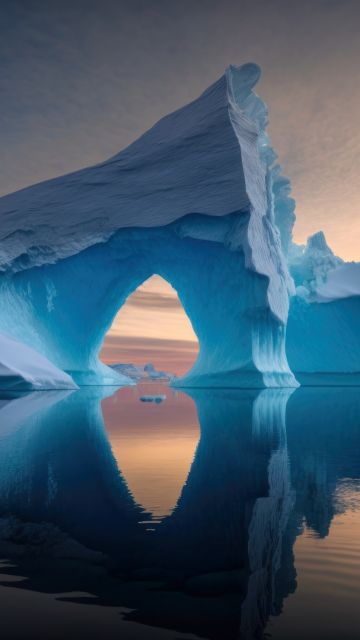 Iceberg, Sunset, Scenic, Ocean, 5K, 8K
