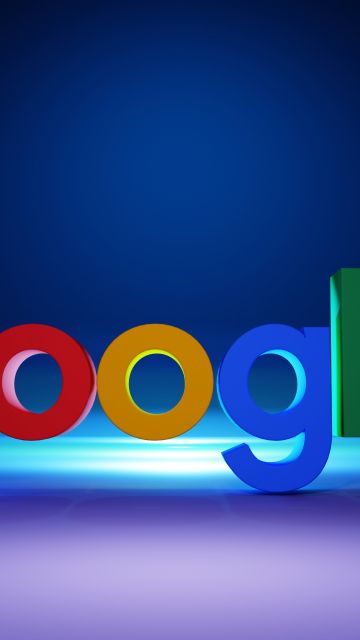 Google, Blue background, 3D Art