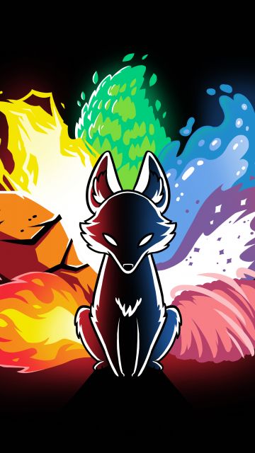 Kitsune, Fox spirit, Japanese, Elemental, 5K, 8K, Black background