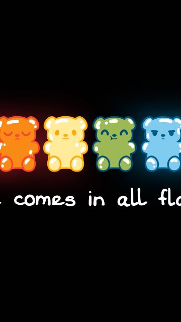 Jelly bears, Gummy bear, Black background, Love quotes, 5K, 8K, Multicolor