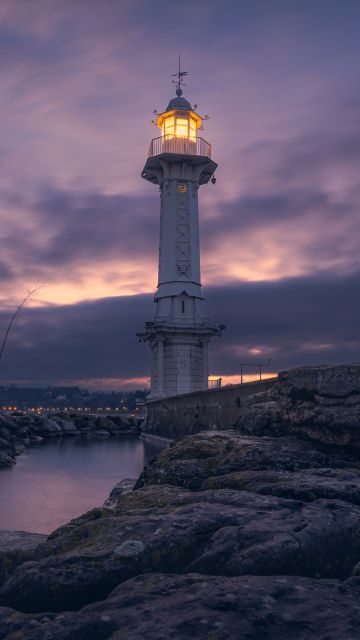 Lighthouse, Geneva, Switzerland, Dusk