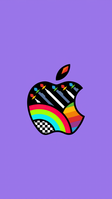 Apple logo, Purple background, Pastel purple, 5K, 8K, Colorful, Purple aesthetic, Simple
