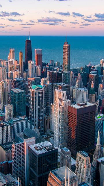 Skyline, Chicago, United States, Cityscape, Aerial view, Skyscrapers