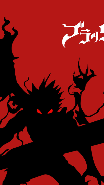 Asta Demon, Black Clover, Silhouette, Red background, 5K